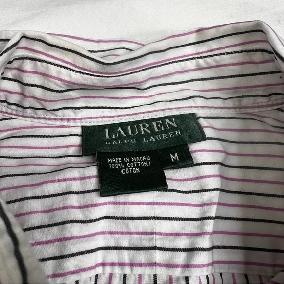 Bundle 2 Ralph Lauren Women’s M Long Sleeve Button-Front  Striped Shirt L080123 - Picture 9 of 11